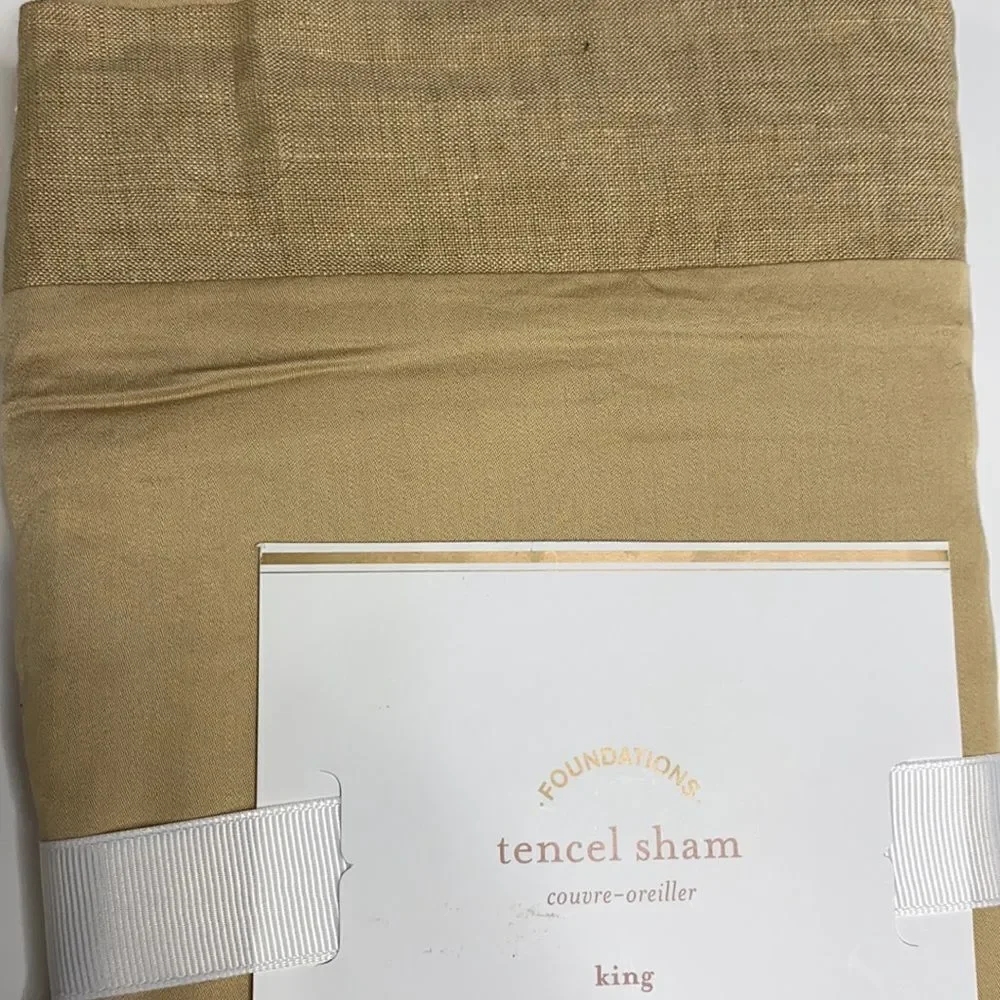 Pottery Barn Foundations Tercel & Linen King Sham 36x20 Camel NWT‎